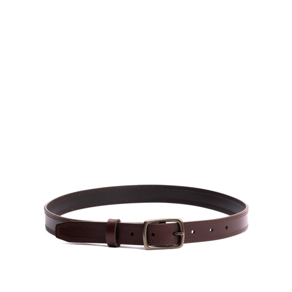 Women's Slim Double Stitch Leather Belt